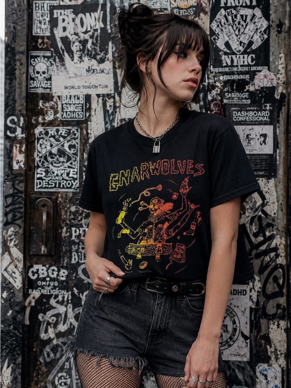 Gnarwolves Band Tee Black Punk Rock Skate Punk Graphic T-Shirt Adult Medium - Picture 2 of 5